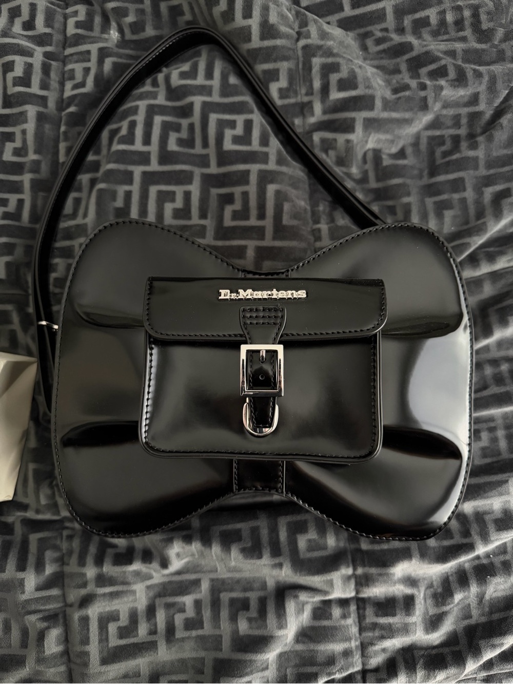 Dr. Martens Glossy Black Patent Bow Shoulder Bag